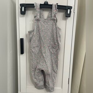 Carter’s Gray Heart-Patterned Kids Overalls, Size 6 months
